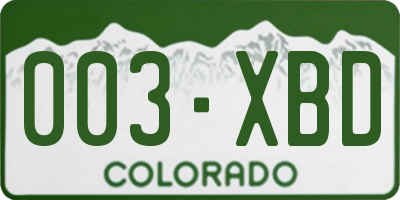 CO license plate 003XBD