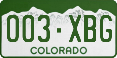 CO license plate 003XBG