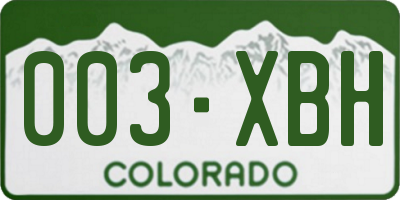 CO license plate 003XBH