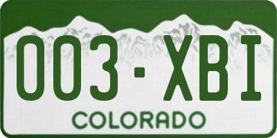 CO license plate 003XBI