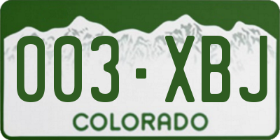 CO license plate 003XBJ