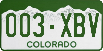 CO license plate 003XBV