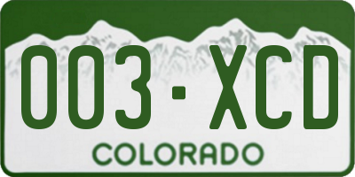 CO license plate 003XCD