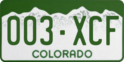 CO license plate 003XCF