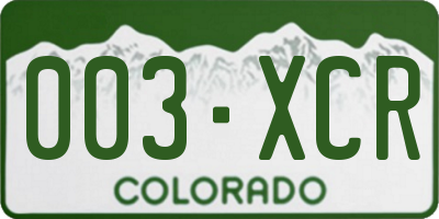 CO license plate 003XCR