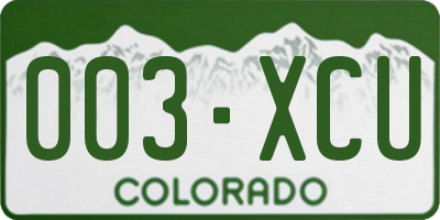 CO license plate 003XCU
