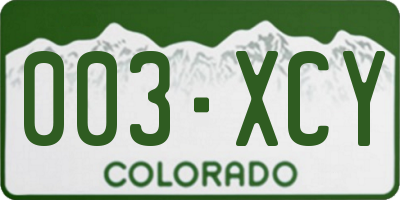 CO license plate 003XCY