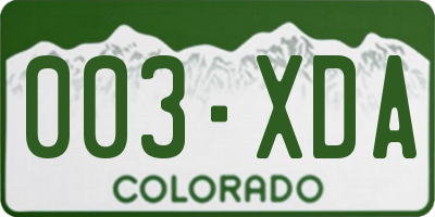 CO license plate 003XDA