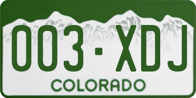 CO license plate 003XDJ