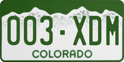 CO license plate 003XDM