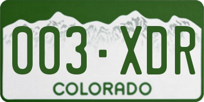 CO license plate 003XDR