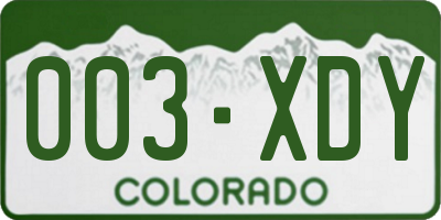 CO license plate 003XDY