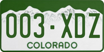 CO license plate 003XDZ