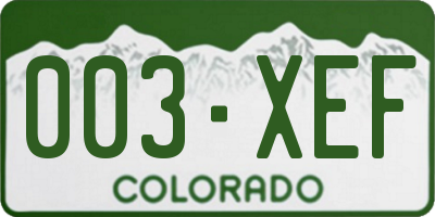 CO license plate 003XEF