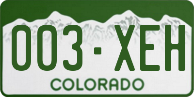 CO license plate 003XEH