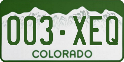 CO license plate 003XEQ