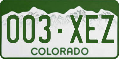 CO license plate 003XEZ