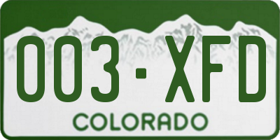 CO license plate 003XFD