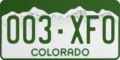 CO license plate 003XFO