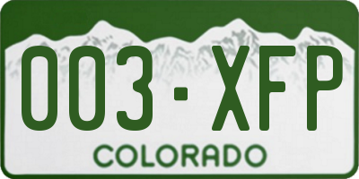 CO license plate 003XFP