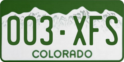 CO license plate 003XFS
