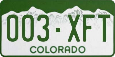 CO license plate 003XFT