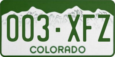 CO license plate 003XFZ