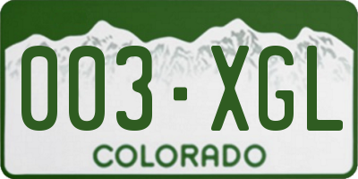 CO license plate 003XGL
