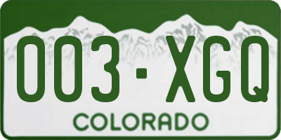 CO license plate 003XGQ