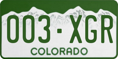 CO license plate 003XGR