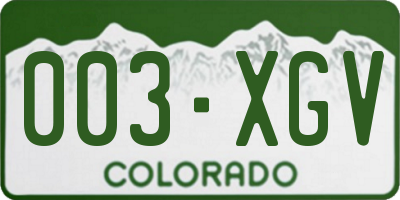 CO license plate 003XGV