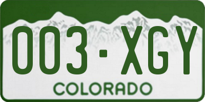 CO license plate 003XGY