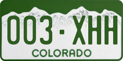 CO license plate 003XHH