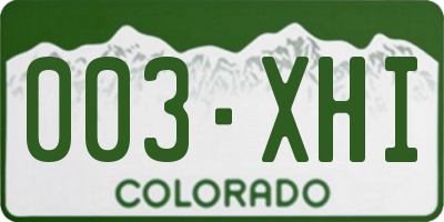 CO license plate 003XHI