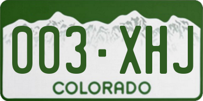 CO license plate 003XHJ