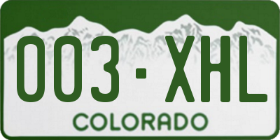 CO license plate 003XHL