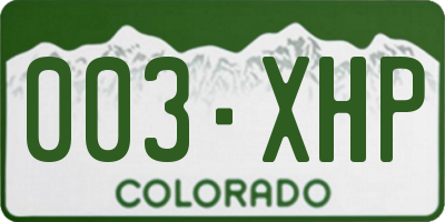 CO license plate 003XHP