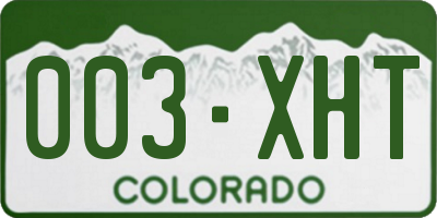 CO license plate 003XHT