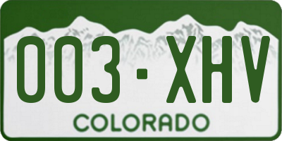 CO license plate 003XHV