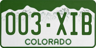 CO license plate 003XIB