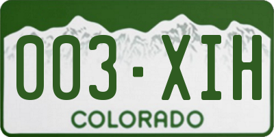 CO license plate 003XIH