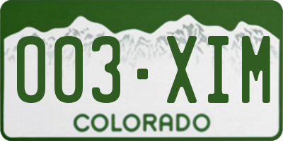 CO license plate 003XIM