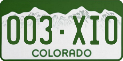 CO license plate 003XIO