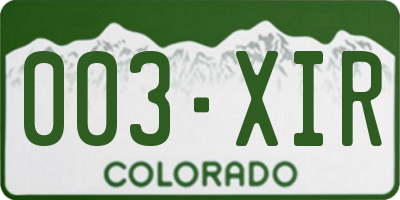 CO license plate 003XIR