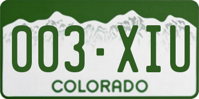 CO license plate 003XIU