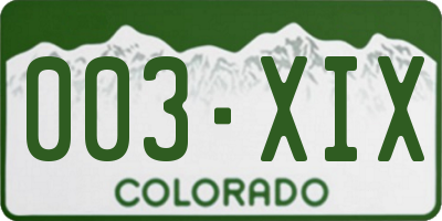 CO license plate 003XIX