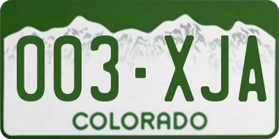 CO license plate 003XJA