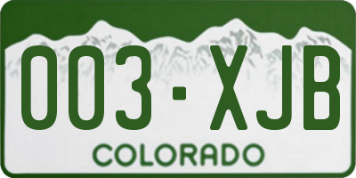 CO license plate 003XJB