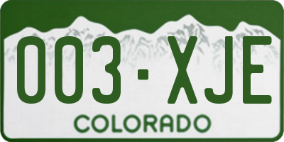 CO license plate 003XJE