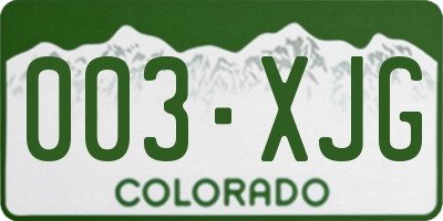 CO license plate 003XJG